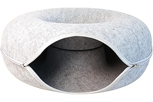 JOYHAZE Katzennest aus Filz, Tunnel, 50 cm, groß, rund, Donut-Training, Katzenhöhle, tragbar, gemütliches Bett, versteckt Kätzchen, Spielzeug, abnehmbarer Reißverschluss, geschlossenes Haustier,