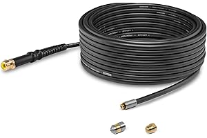 Kärcher Kit de nettoyage de canalisations PC 15 pour nettoyeur haute pression (longueur : 15 m), effet de nettoyage à 360° grâce à la buse rotative en laiton et acier inoxydable, tuyau flexible de