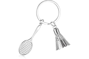 Otuuz Llavero de Bádminton Llavero de Raqueta de Bádminton con Pelota Llavero Deportivo de Metal Regalo de Llavero de Deporte de Bádminton para Amantes del Bádminton Recuerdos de Fiesta