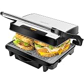 Cecotec Rock'Ngrill 1500 Rapid Electric Grill, 1500 W, Rockstone Coating, Height Adaptable Top Plate, Grease Tray, Eco Coatin