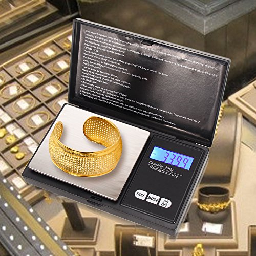Demiawaking Neue 200g x 0,01g Mini Digitale Schmuck Tasche Waage Gold Balance Gewicht Waage Gramm - 2