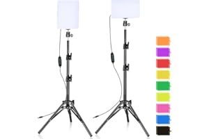 LED Videolicht 2 Pack, SEDGEWIN Dimmbare 7000K Fotolicht Streaming Licht USB Videoleuchte mit 9 Farbfiltern Stativ mit Kugelkopf für Fotografie/Videokonferenz Beleuchtung/Streaming Zubehör/YouTube