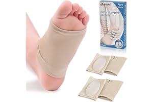 Ailaka 2 Pairs Compression Arch Support Sleeves, Cushioned Foot Braces Arch Pads for Flat Foot Pain Relief Plantar Fasciitis Heel Spurs