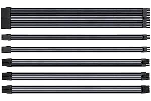 EZDIY-FAB Sleeved Cable przedłużacz kabla do zasilania z Combs 24-pinowy, 8-pinowy, 6-pinowy, 4 piny, czarny, szary