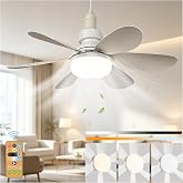 40W Adjustable Ceiling Fan, Lamp Fan 52 cm 3 Modes | 3 Speeds, 3 Colour Temperatures, Timer Function, E27 Socket, 6 Fixed Bla
