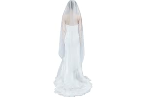 BEAUTELICATE 1 Capa Velo de Novia Boda Blanco Marfil Largo Corto Suave Tul Sencillo Corte Borde Con Peine Varias Longitudes