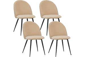 Albatros Capo Lot de 4 chaises de Salle à Manger avec Housse en Velours Beige - Design Vintage élégant - Housse en Velours - Chaise rembourrée certifiée SGS - Chaise de Cuisine Moderne