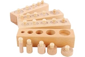 Gobesty Montessori Klocki cylindrowe Zestaw zabawek do wczesnego rozwoju i uczenia się dziecka