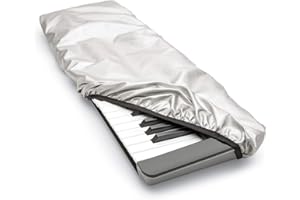 MALONEY STAGEGEAR COVERS Maloney StageGear Piano Keyboard Dust Cover for 61 Key Keyboards - Reversible Black Nylon Keeps it Free from Dust, Dirt, Moisture; Silver Reflective Material Protects from Sun - Medium Case (90878)