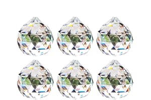 NUPTIO 40mm Prisme de Boule de Cristal Clair - 6Pcs Suspension Suncatcher à Facettes pour Lustre de Plafond, Feng Shui, Maison de Mariage, Décorations de Bureau