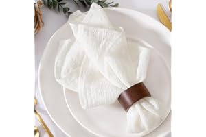 MLMW Leinen-Servietten, waschbar, für Hochzeitsfeier, Babyparty, Geburtstag, Elfenbeinweiß, 40,6 x 40,6 cm, 10 Stück