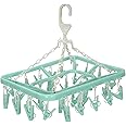 Kuber Industries Plastic 360 Degree Portable Folding Clothes Drying Rack Space Saving Travel Rotatable Clips (Green, 32 Clip, KUBMART15537)