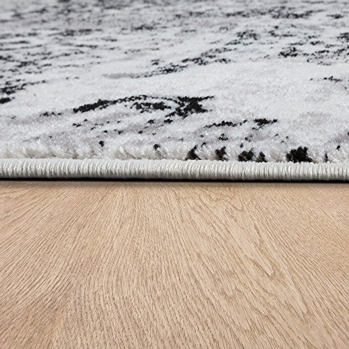 Designer Teppich Wohnzimmer Teppiche Ornamente Vintage Optik Schwarz Weiß, Grösse:200×280 cm - 2