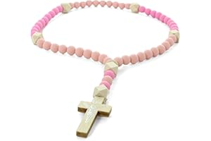 Palais du Rosaire Chapelet pour enfant grains en silicone et bois 8mm - Chapelet pour Enfant - Culte Chrétien en Plastique