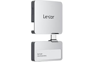 ‎LEXAR Lexar Professional Go Portable SSD mit HUB 1TB, ultrakompakt, unterstützt Apple ProRes, bis zu 1050MB/s Lesen und 1000MB/s Schreiben, USB 3.2 Gen 2, für iPhone 15/16, Silber