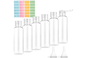 Romon Bottiglie di Viaggio, 6 Pezzi 100 ml Set di kit Viaggio Aereo in Plastica con 2 Piccoli Imbuti Viaggio accessori Utili Flaconi per la Cosmetica Trasparenti per Viaggi, Campeggio, Viaggi d'affari