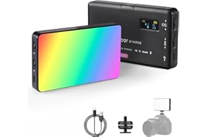 Andoer W140 RGB LED lampa z akumulatorem do wideo, fotografii CRI95 + 2500K-9000K, możliwość ściemniania, 20 efektów świetlnych, wyświetlacz LCD z adapterem do strumieniowego przesyłania wideo na żywo