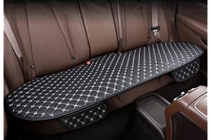 YUNZLAN Universal Leather Car Seat Cover/Protector, Front/Rear car cushion Car Seat Pad/mat with Non-slip Bottom,rear seat-black&white