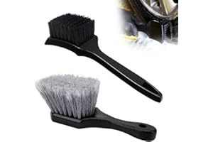 BNGXR Spazzola per Cerchi Auto, Detailing Spazzola per la Pulizia Delle Ruote Dell'auto, Spazzola Pneumatici per Lavaggio Auto Setole Facili da Rimuovere Dallo Sporco, per Moto Bicicletta(Nero Grigio)
