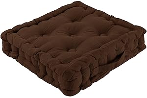 Home Bed & Bath 100% Cotton Booster Cushion Chunky Thick Seat Pads Adults Chair/Armchair/Garden Chair/Dining (Chocolate Brown, 1 Seat)