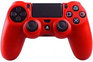 Greenzone ® Red Pro Silicone Skin with Ribbed Handle Grip compatible with PS4 controller (UK Company)
