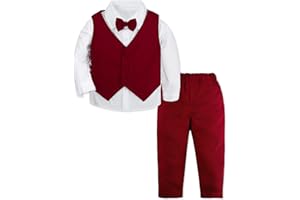 mintgreen Baby Boys Gentleman Suit Set Long Sleeve Shirt with Bowtie + Waistcoat + Pants, Size: 1-4 Years