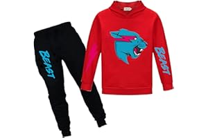TONGQUD Mr Beast - Conjunto de sudadera con capucha y pantalones para niños, diseño de gato rayo de YouTube, 2 piezas/conjuntos de chándal para niñas