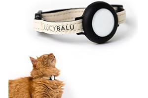 LucyBalu® Premium AirTag Katzenhalsband | Reißfestes Katzenhalsband für AirTag aus Nylon | AirTag Halsband für Katzen | Katzen Tracker | Apple AirTag kompatibel | Größenverstellbar Nylonband | Sand