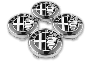 DBFDAQ 4 Tappi Coprimozzi Centrale, per Alfa Romeo 159 156 Giulietta Mito Giulia Spider Brera 56+60mm Auto Emblemi Borchie Cerchi Decorazione Accessori