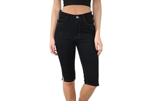 MYT Womens High Waist Denim Shorts Ladies Skinny Stretch Magic Shaping Summer Casual Knee Length Half Pants