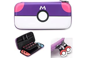 WUERKIYA Estuche compatible con Nintendo Switch y Switch OLED Lindo estuche rígido de transporte Funda protectora con almacenamiento para 10 juegos, consola y accesorios para fanáticos de Mario - Púrpura