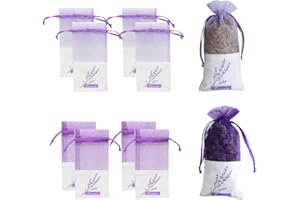RGZD 10 Stück Lavendel Beutel Leer Säckchen Lavendelsäckchen Leer Säcke Lavendel Duftsäckchen Lila Blumendruck Duftbeutel Lavendelblüten Säckchen Für Lavendel Zum Befüllen 7.2X15Cm