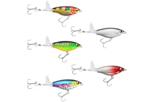 GODNEEI Fishing Lure Set 5pcs – 7.5cm Propeller Hard Baits for Bass, Pike, Trout – Realistic Swimbaits with Treble Hooks & Tackle Box – Freshwater & Saltwater Fishing Gear