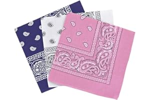 By Neki Paisley Bandanas Headband Scarf Pack Of 3 Mixed Colours Cotton Paisley Print, Hair Accessory, Sports, Multifunctional, Face Cover, Cycling