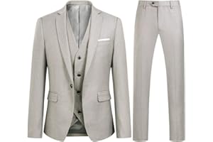 Allthemen Costumes Hommes 3 Pièces Mariage Un Bouton Slim Fit Vests de Smoking Couleur Pure Formel Veste Gilet et Pantalon