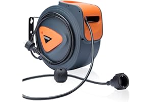 MONZANA® Enrouleur électrique automatique 20m + 1,5m pivotable 180° fixation murale rallonge électrique enrouleur câble automatique
