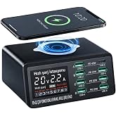 NEFFO 110W &Ccedil;oklu Portlu Akıllı Şarj İstasyonu + Kablosuz Şarj | AC100-240V Giriş, 3A &Ccedil;ıkış Akımı, &Ccedil;oklu Bağlantı, Kablosuz Şa
