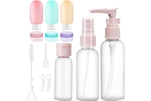 FANICER 14 teiliges Reiseflaschen Set zum Befüllen, 60/50/30ml Reiseflaschen, Ideal für Shampoo, Lotion, Duschgel und Kosmetik unterwegs, inklusive Sprühflaschen, Pumpspender und Cremedosen