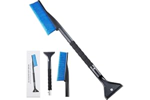 FFTANXS Spazzola da Neve per Auto, Raschietto per Ghiaccio Retrattile 2 in 1, Pala Raschietto per Ghiaccio Spazzola per Scopa Raschiando, Raschietto Multiuso per La Rimozione del Ghiaccio