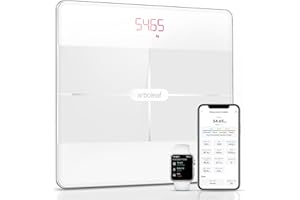 arboleaf Waage Personen Körperanalyse, Körperfettwaage digital mit App und 13 Körpermasse 396lb/180kg, Bluetooth Personenwaage für BMI, Körperfett und Muskeln, Protein, BMR usw. (Weiß)