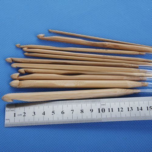 12 Groessen afghanischen tunesischen Carbonized Bambus Haekelnadeln 3,0-10.0mm–Mit anschliesst Kunststoff Kabel fuer maximale Flexibilitaet Projekt - 5
