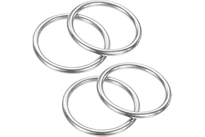 TIXIPEM 45mm Dia Metal O Rings [4Pcs] - 316 Stainless Steel 5mm THK Multi-Purpose Welded Round Rings Use for Crafts & Camping Belt & Dog Leashes - Seamless Lifting Hoops