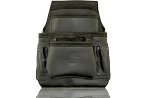 Graintex OS2744 10 Pocket Nail & Tool Pouch Top Grain Oil Tanned Leather for Framers, Constructors, Electricians, Plumbers, Handyman