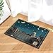 Produktbild gohebe Animal Decor Katze sieht AT THE MOON in Fliesen mit Schieferdach Bad Teppiche rutschhemmend Fußmatte Boden Eingänge Innen vorne Fußmatte Kinder Badematte 39,9 x 59,9 cm Badezimmer Zubehör