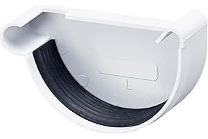 INEFA Dachrinnen Endstück halbrund, PVC NW100 / 100mm, links Weiß Dachrinnenzubehör, einfache Steckmontage, Made in Germany