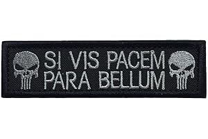 TOPPATCH Ohrong Parche táctico bordado con diseño de calavera e insignia del ejército SI VIS para gorras, bolsos, chaquetas, con cierre de velcro, Negro y Blanco