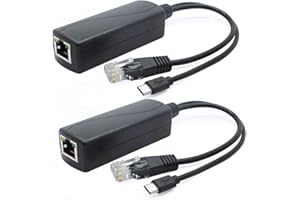 ANVISION Splitter PoE da 5 V a 2 confezioni, adattatore da 48 V a 5 V 2,4 A con spina micro USB, conforme IEEE 802.3af, per telecamera IP, tablet, Dropcam o Raspberry Pi e altro, AV-PS05-1