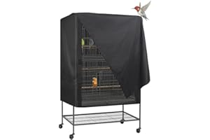 Besshepplo Housse de cage à oiseaux, en tissu Oxford 210D, imperméable, anti-poussière, coupe-vent, imperméable pour intérieur et extérieur, noir (97 x 61 x 122 cm)