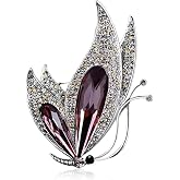 SANNIDHI® Butterfly Brooch Crystal Saree Brooch Pin for Women Girls, Fashion Flower Metal Rhinestone Inlaid Party Coat Brooch