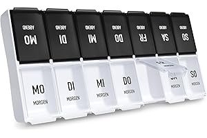 ‎AUVON AUVON Tablettenbox 7 Tage Morgens Abends, Handlicher Tablettenbox mit Großen Separaten Fächern für Medikamente, Vitamine, Fischöl, Nahrungsergänzungsmittel usw.